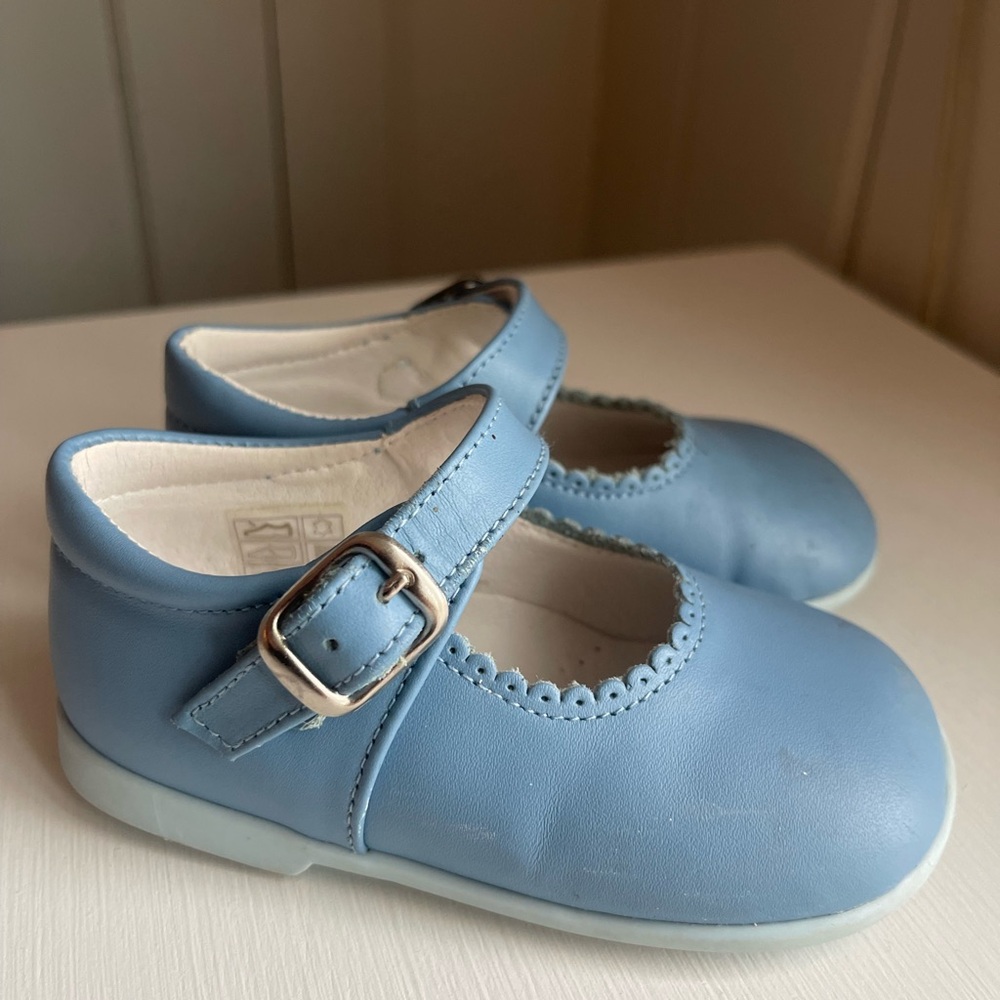 Girls' Light Blue Mary Jane Dress Shoes with Buckle Strap